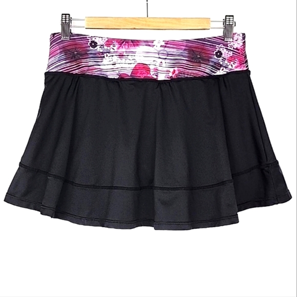 Pure & Simple Active Skort Black Pink Multi Floral Pattern Skirt Skort Size Med - Picture 2 of 14